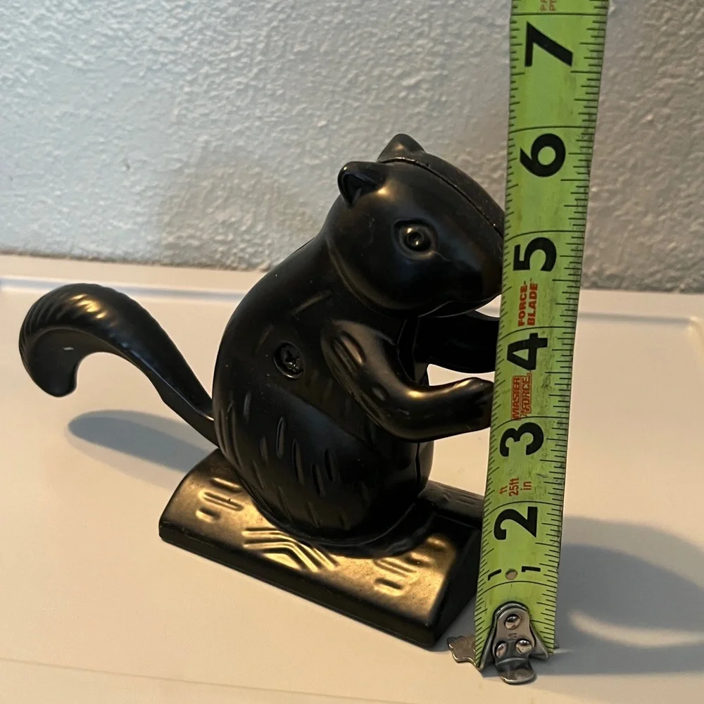 Squirrel Figurine nut cracker in black medal kitschy decor